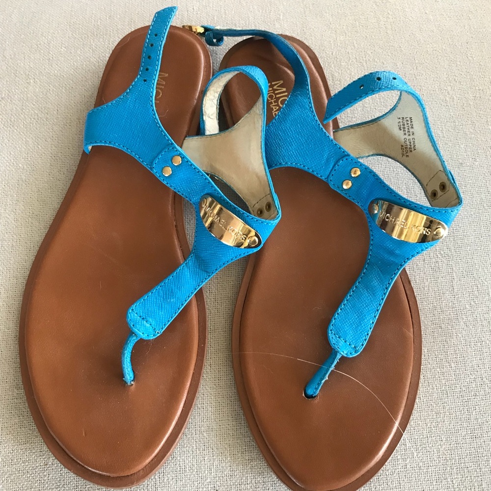 Michael Kors leather T-strap sandals.